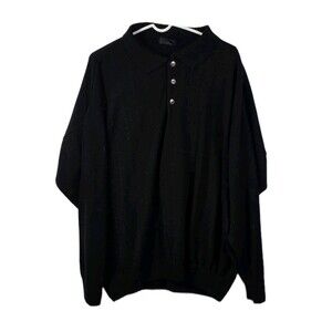 Vintage Bergati Men's Large Cable Knit Black Sweater RN# 87932